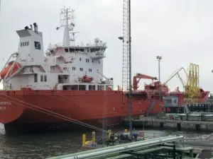 Tanker loading at oil terminal
