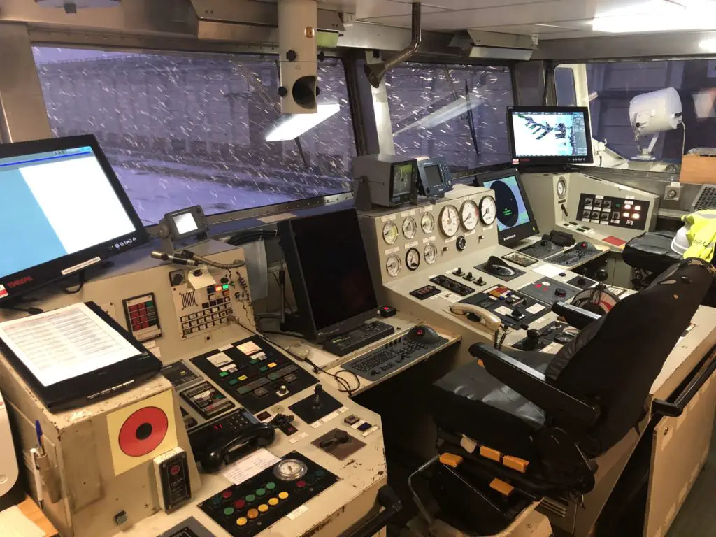 Navigational bridge at ship