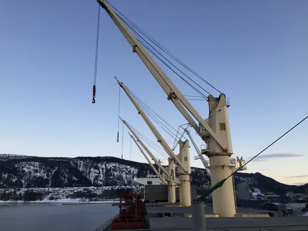 Ship cranes on bulk carrier