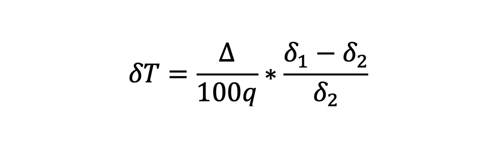 The formula of a ship's draft changes due to changes in water density