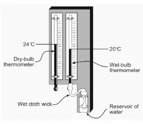 A Wet-Dry Bulb Thermometer.