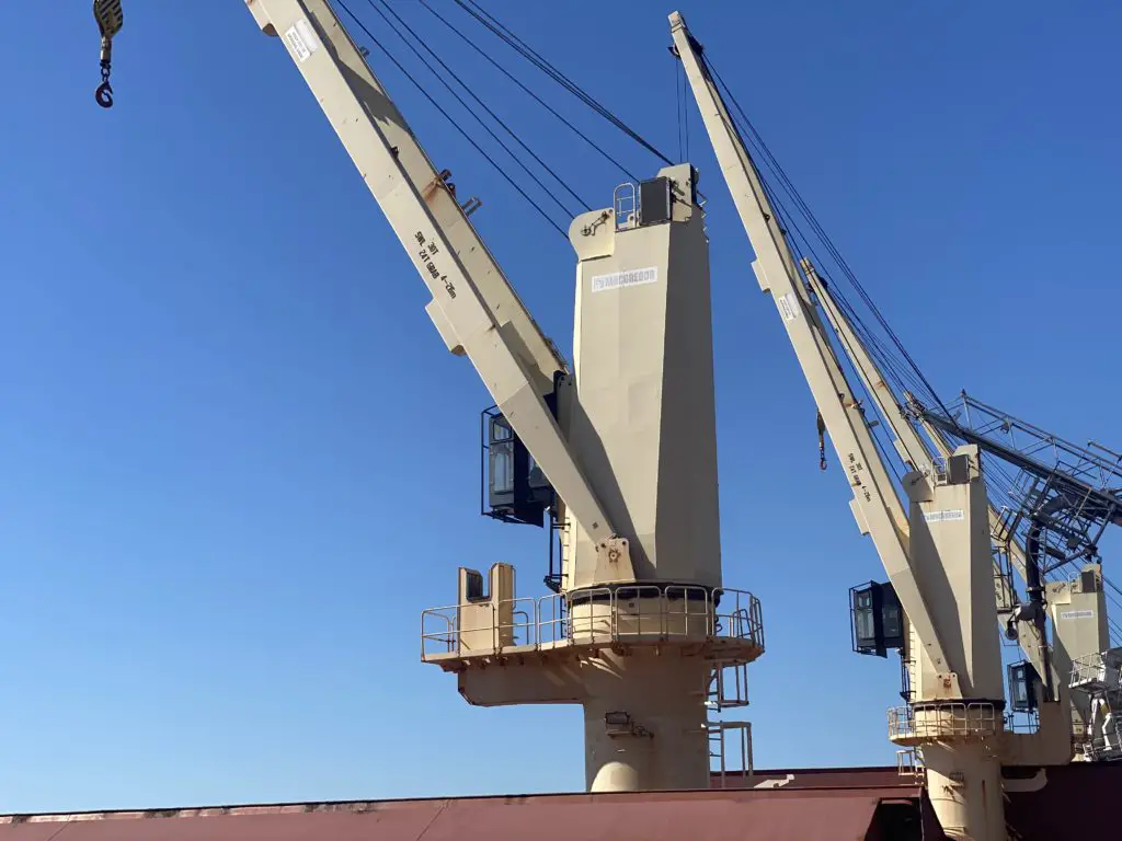 Cargo cranes on the ship